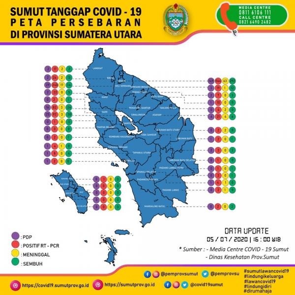 Peta Persebaran 05 Juli di Provinsi Sumatera Utara 